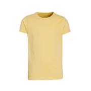anytime basic T-shirt geel Meisjes Katoen Ronde hals Effen - 122/128