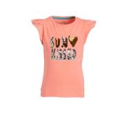 Orange Stars T-shirt Marelle met tekst en pailletten zalm Roze Meisjes...