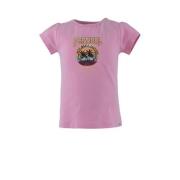Born by Kiddo United T-shirt Femke met printopdruk roze Meisjes Stretc...