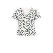 CoolCat Junior T-shirt Eila met all over print en overslag detail ecru...