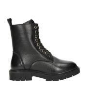 Nelson Kids leren veterboots zwart Meisjes Leer Effen - 36