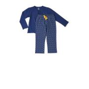 Little Label pyjama met all over print donkerblauw Meisjes Stretchkato...