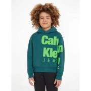 Calvin Klein hoodie met tekst zeegroen/felgroen Sweater Tekst - 176