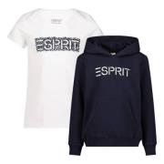 ESPRIT hoodie + T-shirt met logo donkerblauw/wit Sweater Ecru Meisjes ...