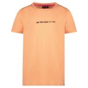 Cars T-shirt CARREY met tekst perzik Oranje Meisjes Stretchkatoen Rond...
