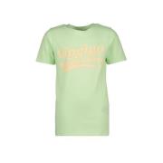 Vingino T-shirt Hazu met logo neon groen Jongens Katoen Ronde hals Log...