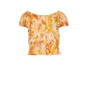 Vingino T-shirt LIMEA met all over print oranje Meisjes Katoen Boothal...