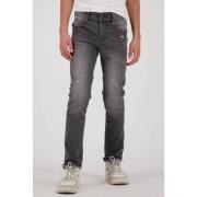 Vingino skinny jeans Anzio met slijtage dark grey vintage Grijs Jongen...