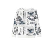 NAME IT KIDS sweater NKMLOLUMBO met all over print wit/donkerblauw All...