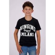 Vingino T-shirt met logo zwart Jongens Stretchkatoen Ronde hals Logo -...