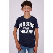 Vingino T-shirt met logo donkerblauw Jongens Stretchkatoen Ronde hals ...