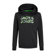JACK & JONES JUNIOR hoodie JJMILES met logo zwart Sweater Logo - 176