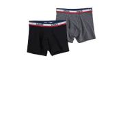 Levi's Kids boxershort Logo - set van 2 zwart/grijs melange Jongens St...