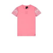 NIK&NIK T-shirt Dione met kant roze Meisjes Stretchkatoen Ronde hals E...