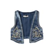 Your Wishes gilet Hanoi met printopdruk en borduursels blauw/goud Meis...