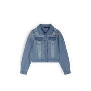 NONO spijkerjas Dove blauw Meisjes Denim Opstaande kraag Effen - 104