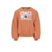 LOOXS little sweater met printopdruk licht abrikoos Oranje Meisjes Kat...