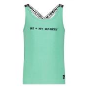 Me & My Monkey singlet met logo lichtgroen Meisjes Stretchkatoen Ronde...