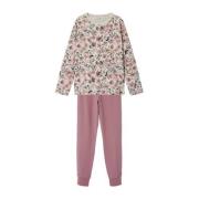 NAME IT KIDS gebloemde pyjama roze/ecru/multi Meisjes Stretchkatoen Ro...