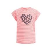 WE Fashion gestreept T-shirt roze Meisjes Katoen Ronde hals Streep - 9...