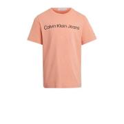 Calvin Klein T-shirt met tekst lichtoranje Jongens/Meisjes Katoen Rond...