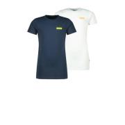 Vingino T-shirt - set van 2 mintgroen/donkerblauw Jongens Katoen V-hal...