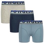 Vingino boxershort - set van 3 donkerblauw/blauw/grijs Jongens Stretch...