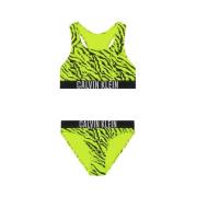 Calvin Klein crop bikini geel/zwart Meisjes Polyamide Zebraprint - 140...