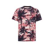 WE Fashion T-shirt met all over print rood/zwart/wit Multi Jongens Kat...