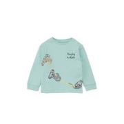 s.Oliver baby sweater met printopdruk turquoise Blauw Printopdruk - 50