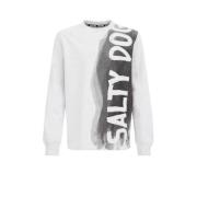 WE Fashion sweater met tekst wit/zwart Tekst - 110/116