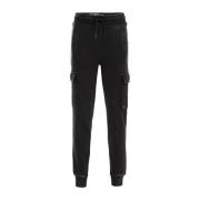 WE Fashion slim fit joggingbroek zwart Jongens Sweat Effen - 152