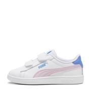 Puma Smash 3.0 sneakers wit/lila/blauw Jongens/Meisjes Imitatieleer Me...