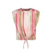 Raizzed T-shirt Helsa roze/wit/groen Meisjes Viscose Ronde hals Meerkl...