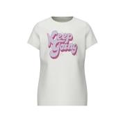 NAME IT KIDS T-shirt NKFVEEN met printopdruk wit Meisjes Katoen Ronde ...