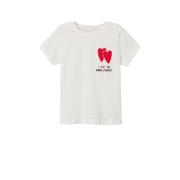 NAME IT KIDS T-shirt NKFFOLEJMA met printopdruk wit/hart Meisjes Biolo...