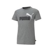Puma T-shirt grijs melange Jongens Katoen Ronde hals Logo - 116