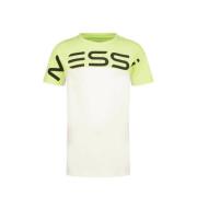 Vingino x Messi T-shirt Jint met logo wit/geel Jongens Stretchkatoen R...