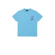 Dsquared T-shirt met printopdruk lichtblauw Jongens Stretchkatoen Rond...