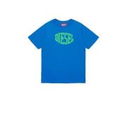 Diesel T-shirt met printopdruk blauw Jongens Katoen Ronde hals Printop...