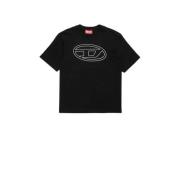 Diesel T-shirt met logo zwart Jongens Katoen Ronde hals Logo - 140