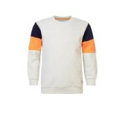 Noppies sweater met backprint ecru/oranje/zwart Jongens Katoen Ronde h...