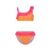 Just Beach crop bikini met ruches oranje/roze Meisjes Gerecycled polye...
