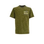 WE Fashion T-shirt met tekst groen Jongens Katoen Ronde hals Tekst - 1...
