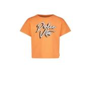 Vingino T-shirt Hilla met tekst oranje Meisjes Katoen Ronde hals Tekst...