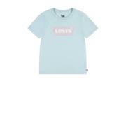 Levi's Kids T-shirt BATWING met logo lichtblauw Meisjes Katoen Ronde h...