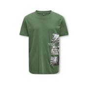 KIDS ONLY BOY T-shirt KOBTOMMI met printopdruk groen Jongens Katoen Ro...