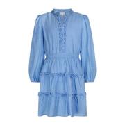 AI&KO jurk blauw Meisjes Tencel V-hals Effen - 152
