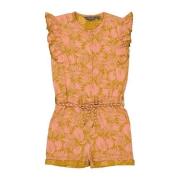Quapi jumpsuit BELLE met all over print okergeel/roze Meisjes Katoen R...