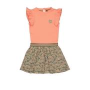 Quapi jurk BABS met all over print groen/oranje/roze Meisjes Katoen Ro...